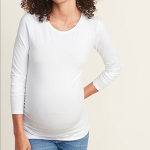New White Maternity Fitted Crew-Neck Tee​